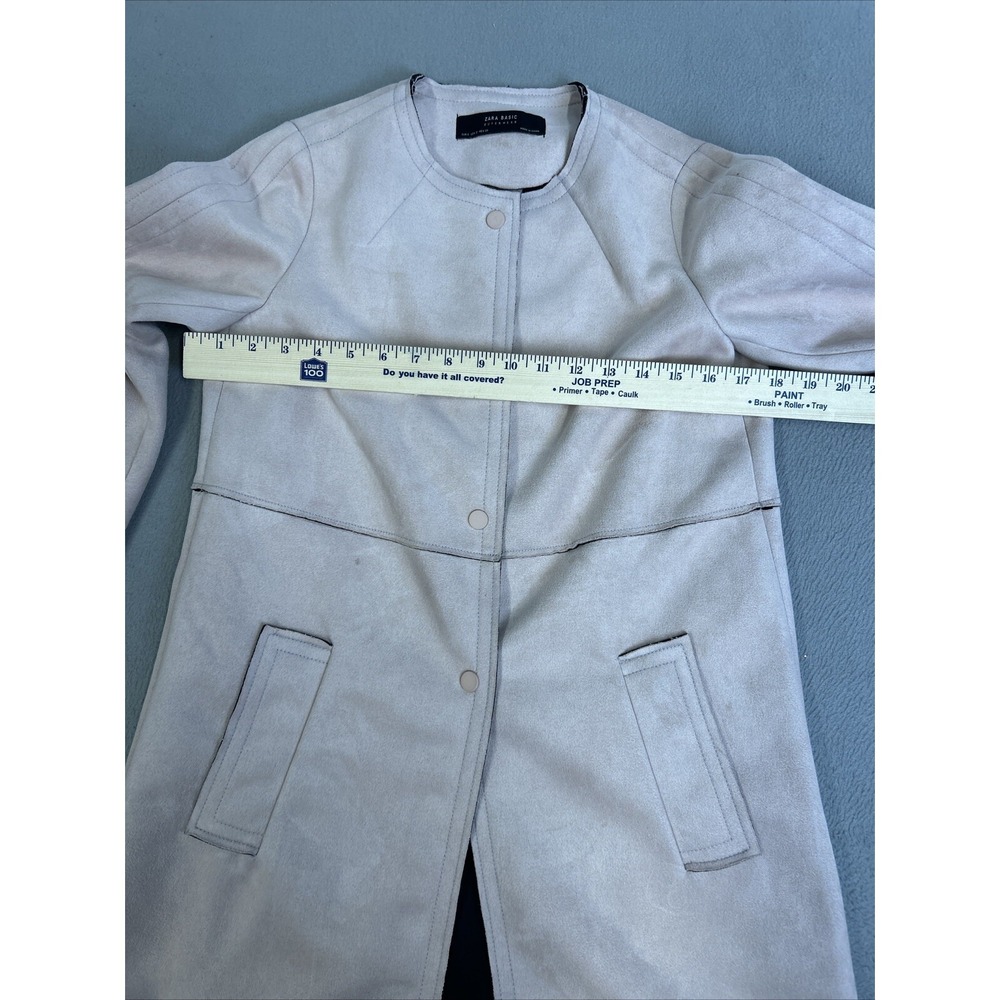 Zara Basics Womens Outerwear Pale Pink Faux Suede Jacket Size Small Pea Coat - Picture 12 of 16